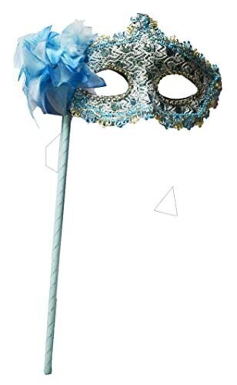 5848 Masquerade Masks Side Feather Flower Petal Hand Held Lace Mask